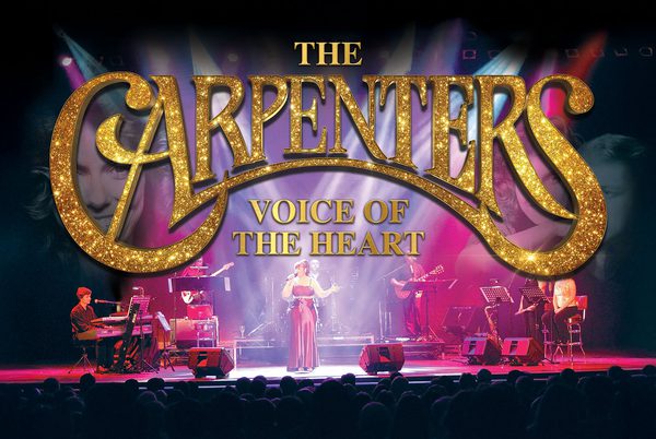 Text that reads 'The Carpenters Voice of the Heart'. A music band performing on a stage.