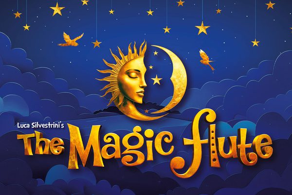 The Magic Flute. An illustration of clouds and moon in a starry sky.