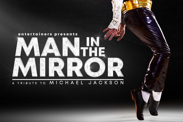 Text that reads 'Man in the Mirror. A tribute to Michael Jackson.'