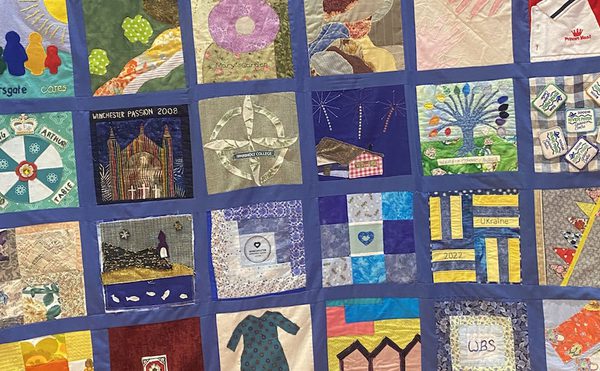 A large patchwork quilt