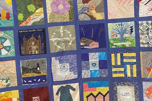 A large patchwork quilt