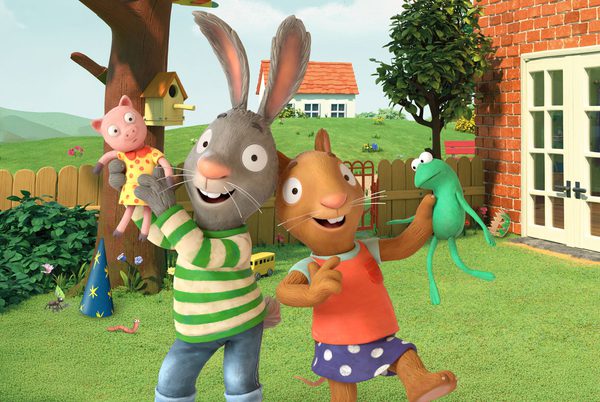 Two children's characters. Pip an anthropomorphic rabbit, and Posy is an anthropomorphic mouse.