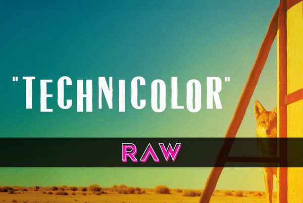 Technicolor. A coyote behind a billboard in the Texan desert.