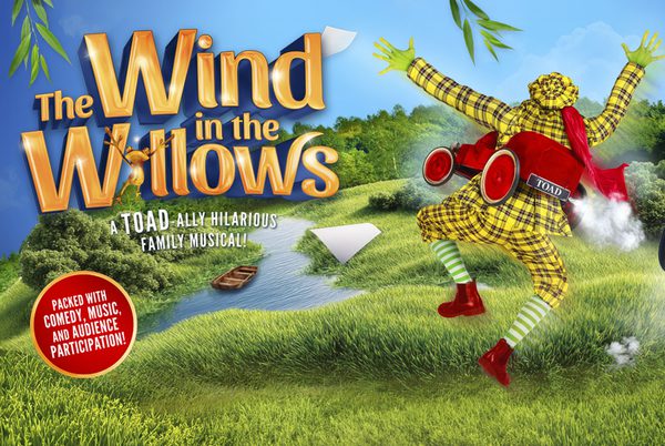 The Wind in the Willow artwork with a toad running along a riverbank.