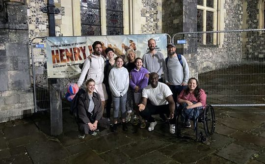 RABBLE Theatre and Playmakers Youth Theatre outside The Great Hall, Winchester