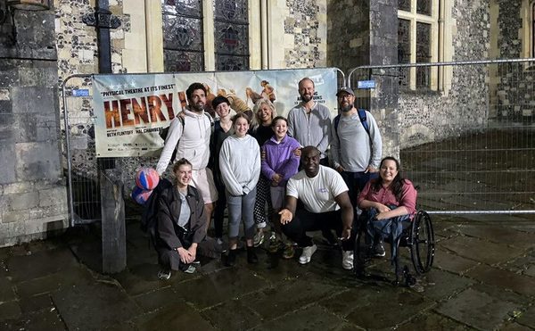 RABBLE Theatre and Playmakers Youth Theatre outside The Great Hall, Winchester