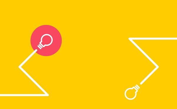A yellow background with lines and lightbulb graphic decal