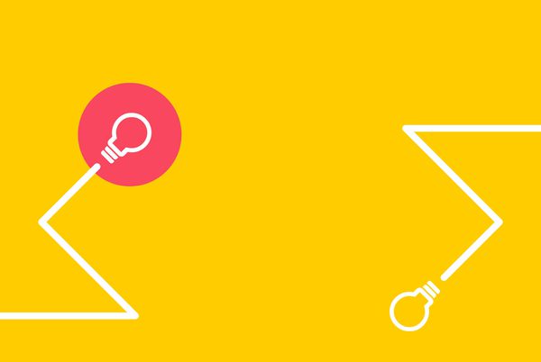 A yellow background with lines and lightbulb graphic decal