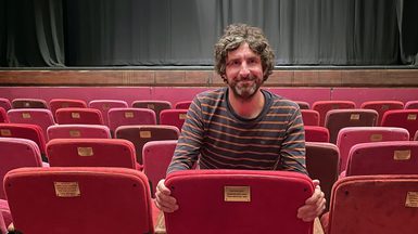 Mark Watson with his 'name a seat' dedication at Theatre Royal Winchester