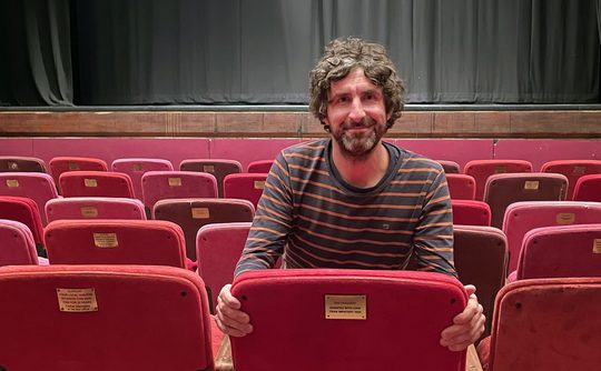 Mark Watson with his 'name a seat' dedication at Theatre Royal Winchester