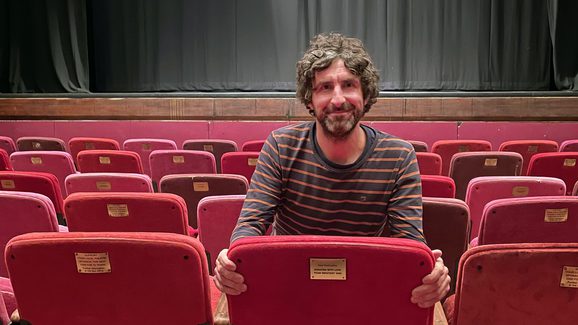 Mark Watson with his 'name a seat' dedication at Theatre Royal Winchester